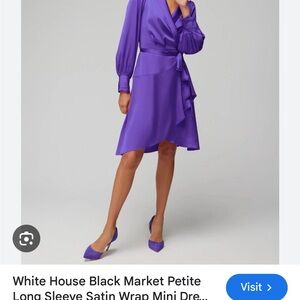 White House Black Market Purple Satin Wrap Dress